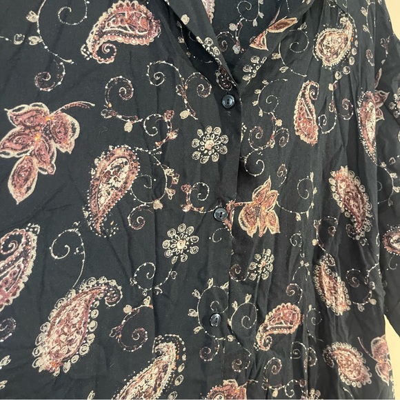 Kathie Lee Collection Women’s Shirt with Black and Brown Paisley size 26/28 - Picture 2 of 7